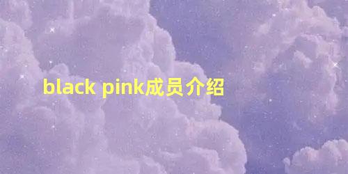 black pink成员介绍